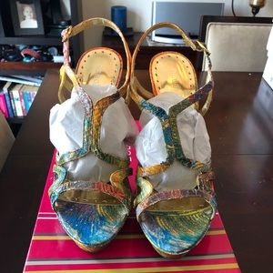 BCBGirls Angel Multicolor Swirl Snake-print Heels